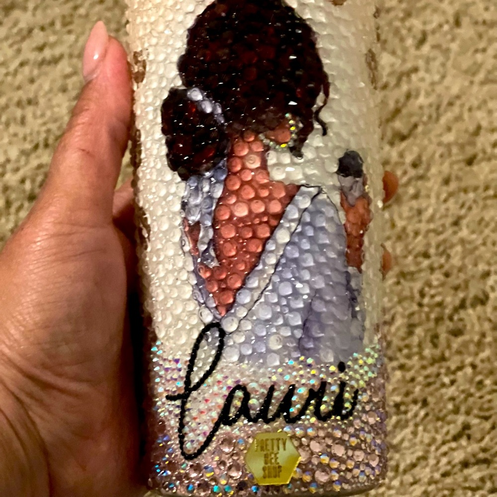 All crystal stone, resin custom tumbler. Any design available